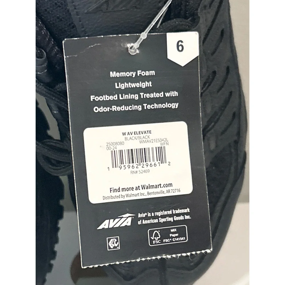 Avia Elevate Sneakers Womens 6 Black NEW Memory Foam Walking Shoes WMAV21ES042L